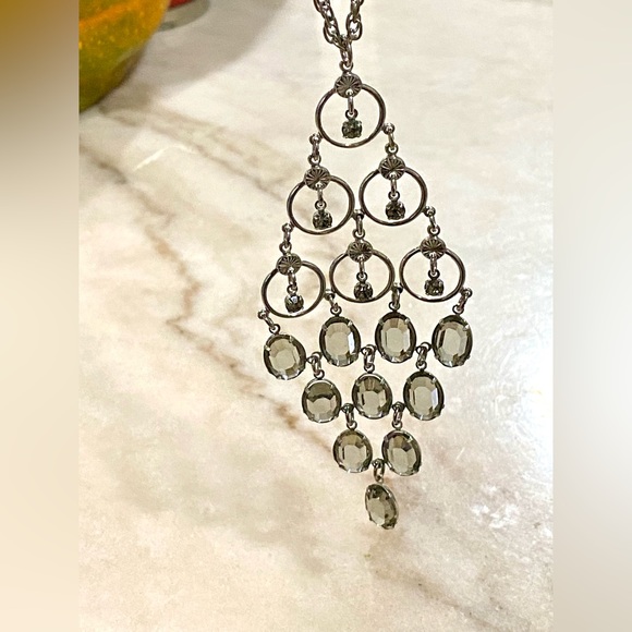 Vintage Crystal Rhinestone Large Pendant Necklace - Picture 7 of 14